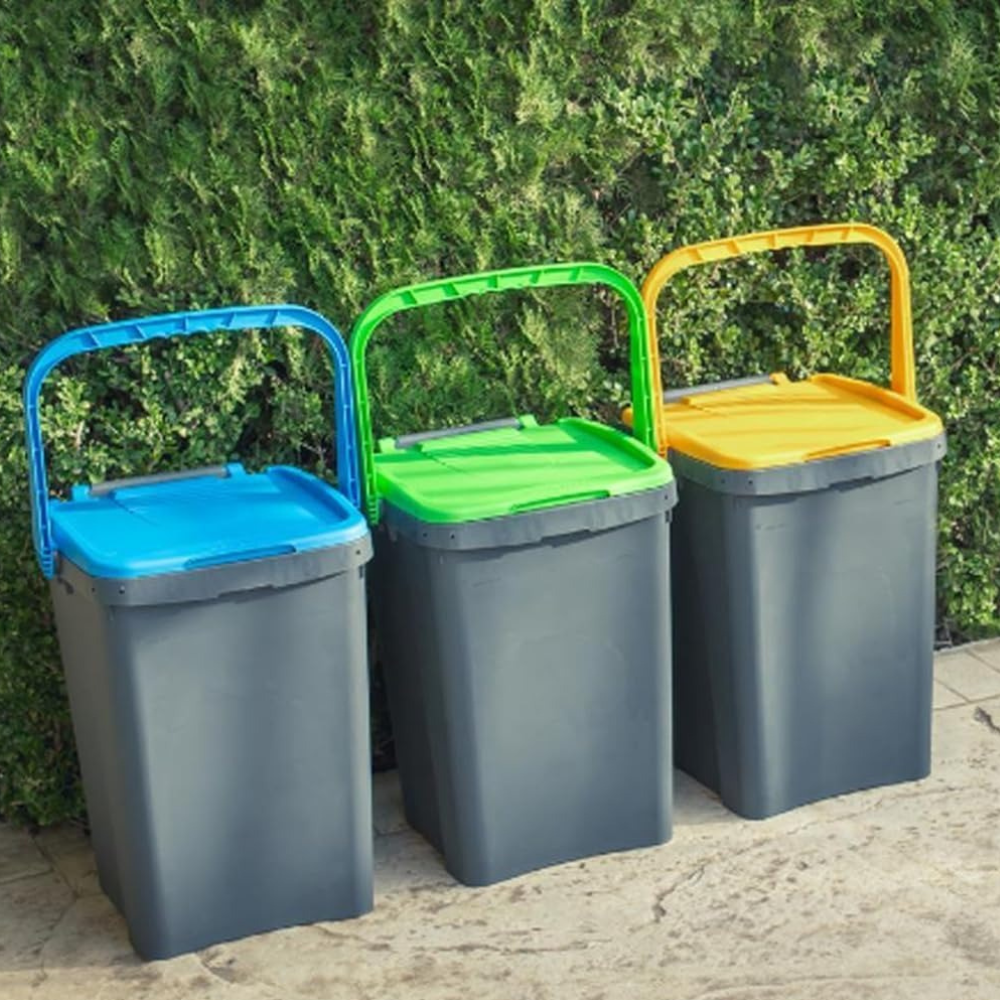 Set 3 Pattumiere 50L Ecoplus Poliuretano Riciclato Manico