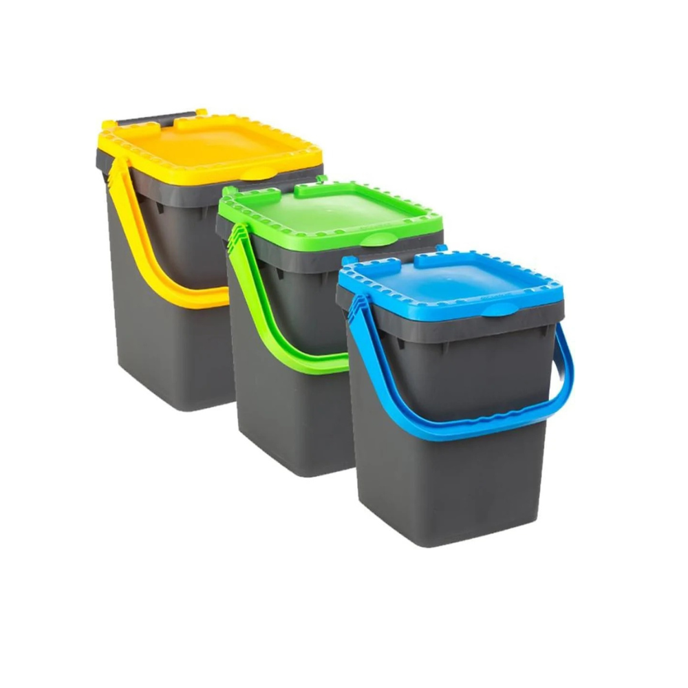 Set 3 Pattumiere 50L Ecoplus Poliuretano Riciclato Manico