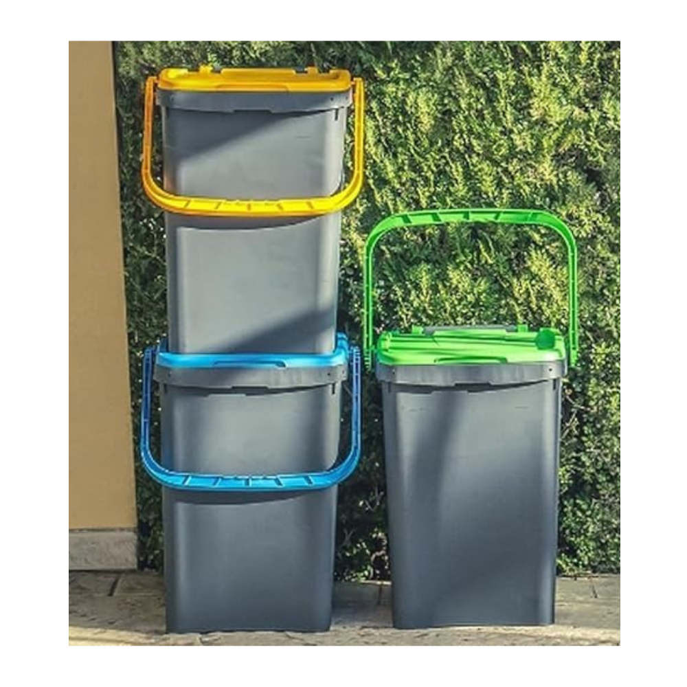 Set 3 Pattumiere 50L Ecoplus Poliuretano Riciclato Manico