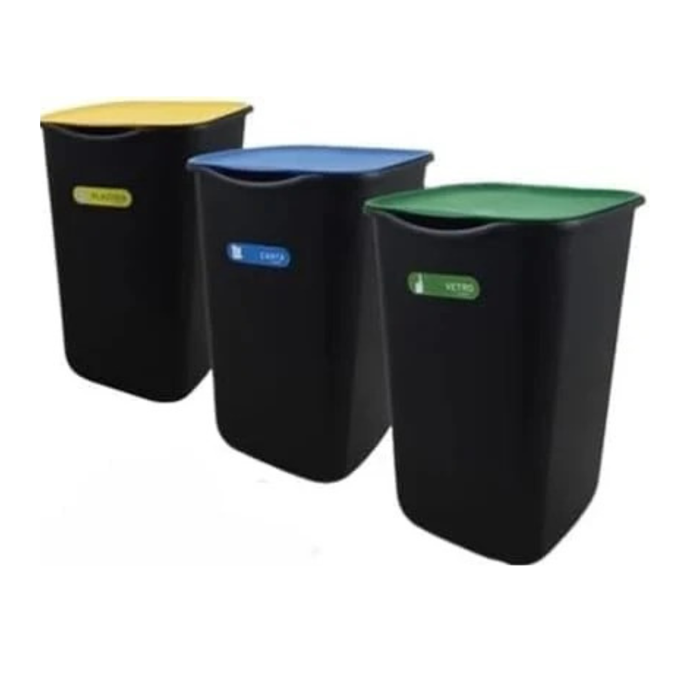 Set 3 Pattumiere 50L Raccolta Differenziata Interno/Esterno