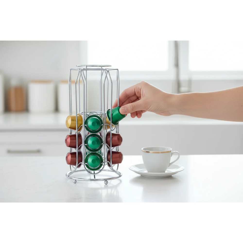 Stand Portacapsule Caffè 20 Posti Verticale in Metallo - Organizer Cialde Dispenser
