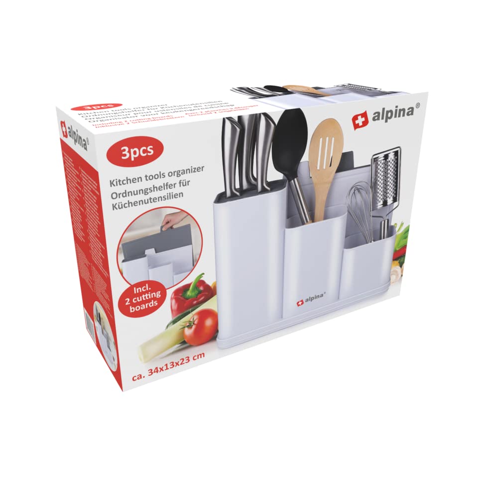 Organizer Cucina con 2 Taglieri 34x13x23cm Alpina Bianco