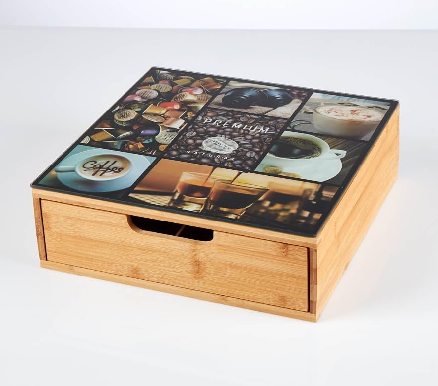 Porta Capsule Caffè Bambù 30x30cm 60+ 6 Scomparti Nespresso
