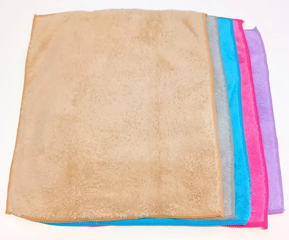 Lot de 5 chiffons en microfibre douce 30x35 cm multicolores, ultra-doux pour capturer la poussière