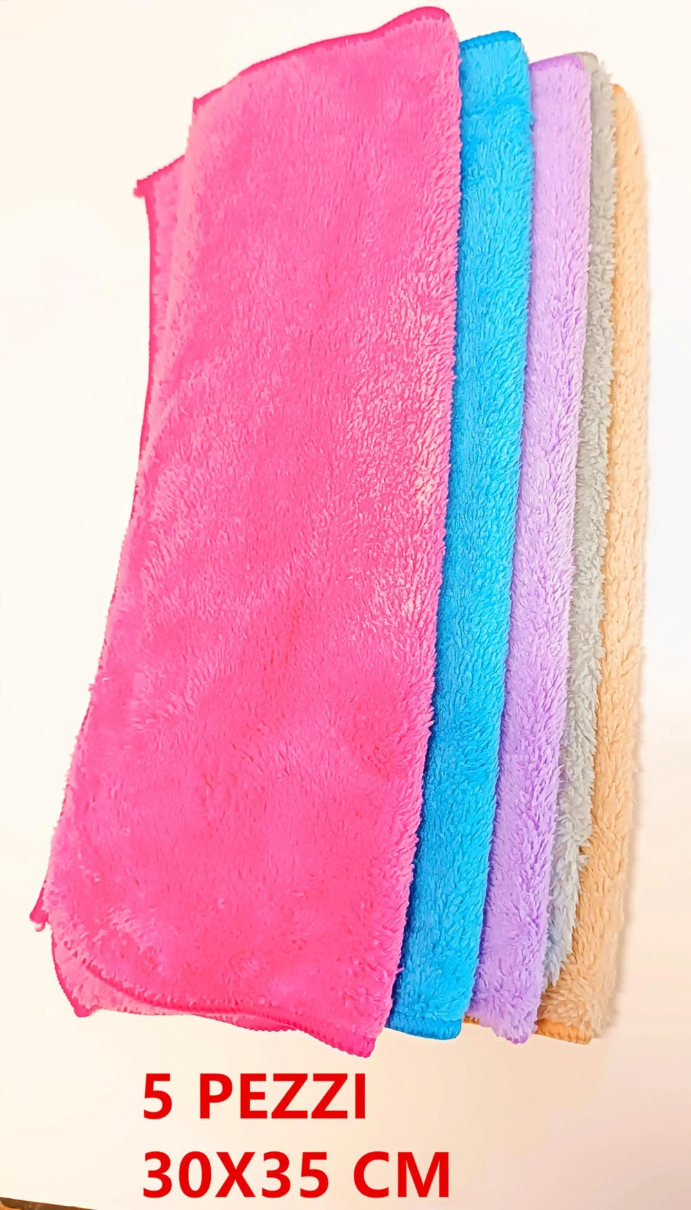 Lot de 5 chiffons en microfibre douce 30x35 cm multicolores, ultra-doux pour capturer la poussière