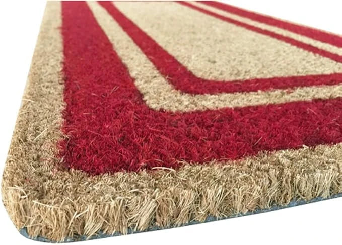 Tapis d'entrée extérieur en noix de coco naturelle avec bordure décorative et envers antidérapant