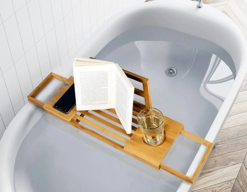 Vassoio Vasca da Bagno in Bambù Regolabile 50-92cm - Luxury Spa