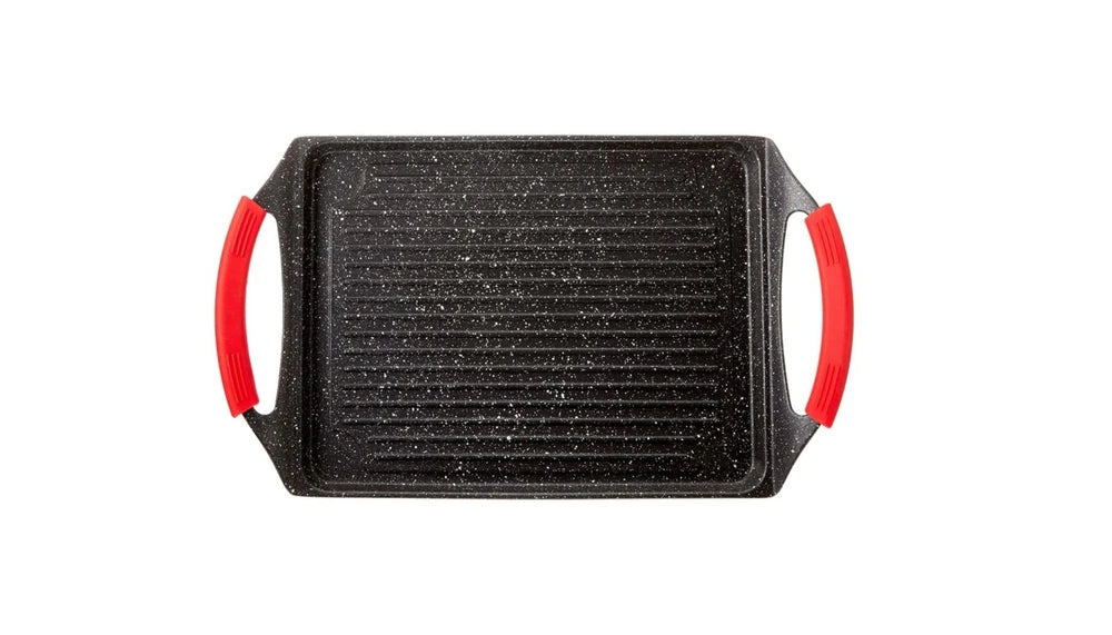 Frying pan, grill, black stone grill 46 cm volcanic stone coating, induction base