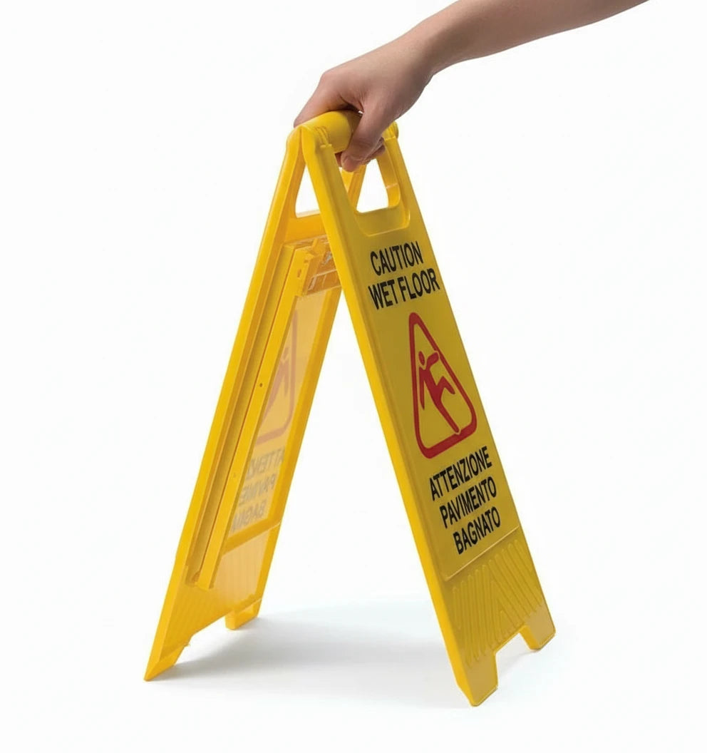 Cartello Pavimento Bagnato Wet Floor Giallo Segnale di Pericolo