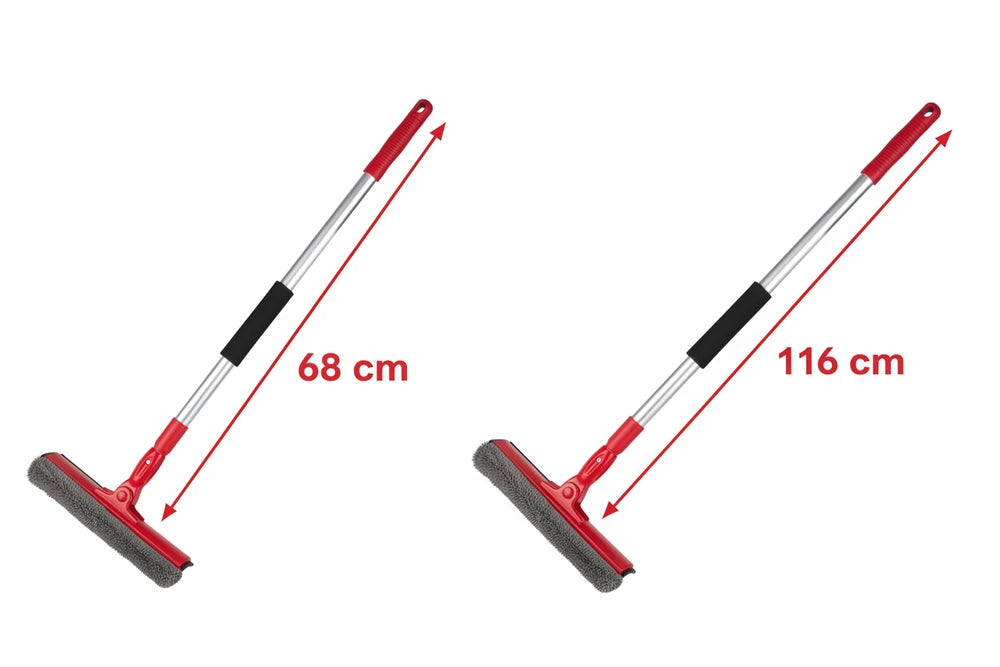Lavavetri 2in1 con Microfibra e Raschietto | Manico Telescopico 68–116 cm | Finestre, Specchi, Docce