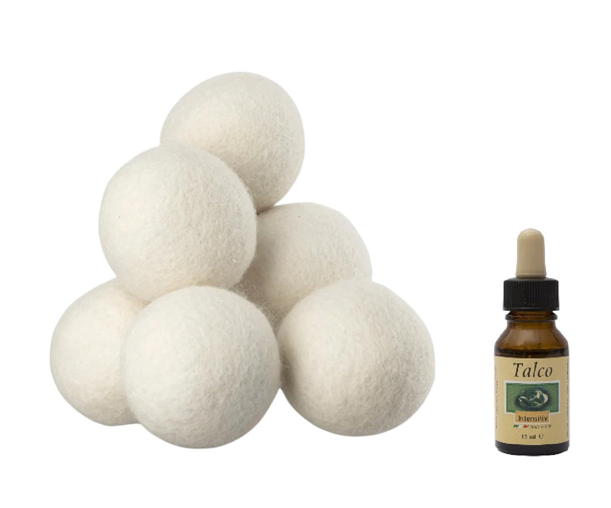 Fercasashop Set of 3 Natural Wool Dryer Balls, 100% New Zealand, Durable, Absorbs Moisture, Reduces Creases - Ideal for Soft Laundry and Energy Efficiency + Air Freshener