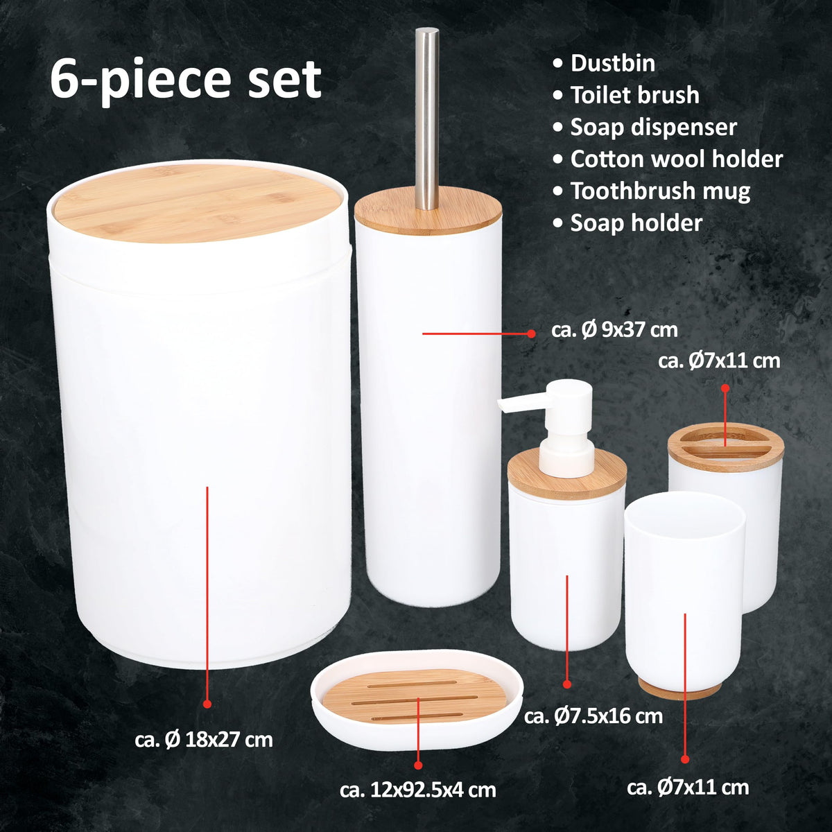 Set da Bagno 6 Pezzi Alpina - Accessori Completi Moderni