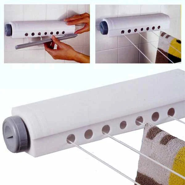 Markenlos Automatic Wall-Mounted Extendable Clothes Airer, Up to 14 Meters