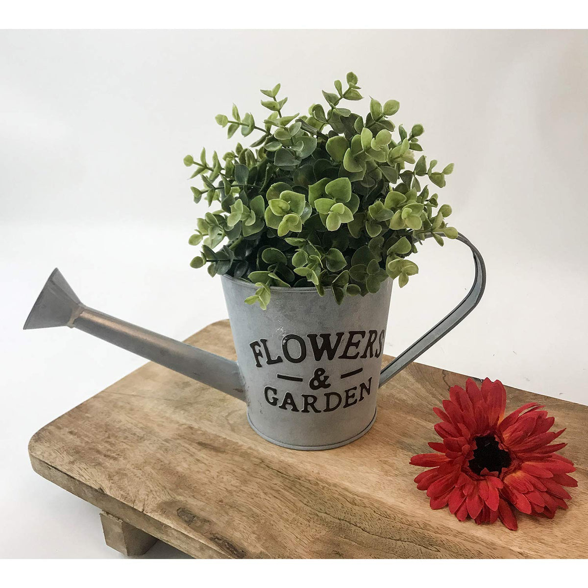 Flowers &amp; Garden, Decorative Watering Can, 37 x 14.5 x 15 cm high, Metal, Grey