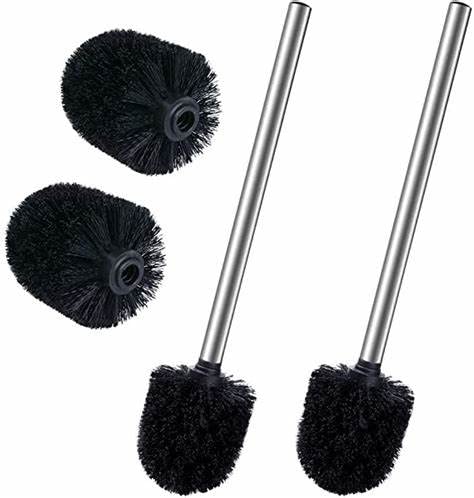 Scopino WC Acciaio Inox 25cm Testina Nera Design Moderno