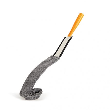 Piumino Flessibile in Microfibra, 44 cm, con Panno di Ricambio, Grigio e Arancione