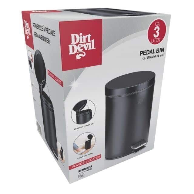 Poubelle à pédale Dirt Devil en acier inoxydable à fermeture douce pour la cuisine