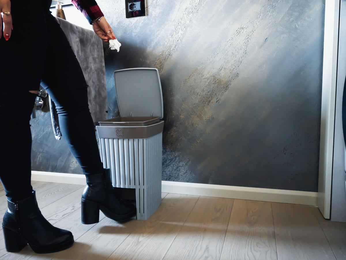 Poubelle à pédale Ecoplast 20L - Conteneur hygiénique avec couvercle, fabriqué en Italie