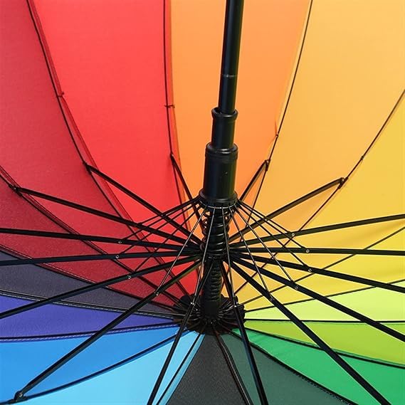 FERCASASHOP® Rainbow Umbrella, 16 Ribs, Multicolor, Windproof, Lightweight, Unisex