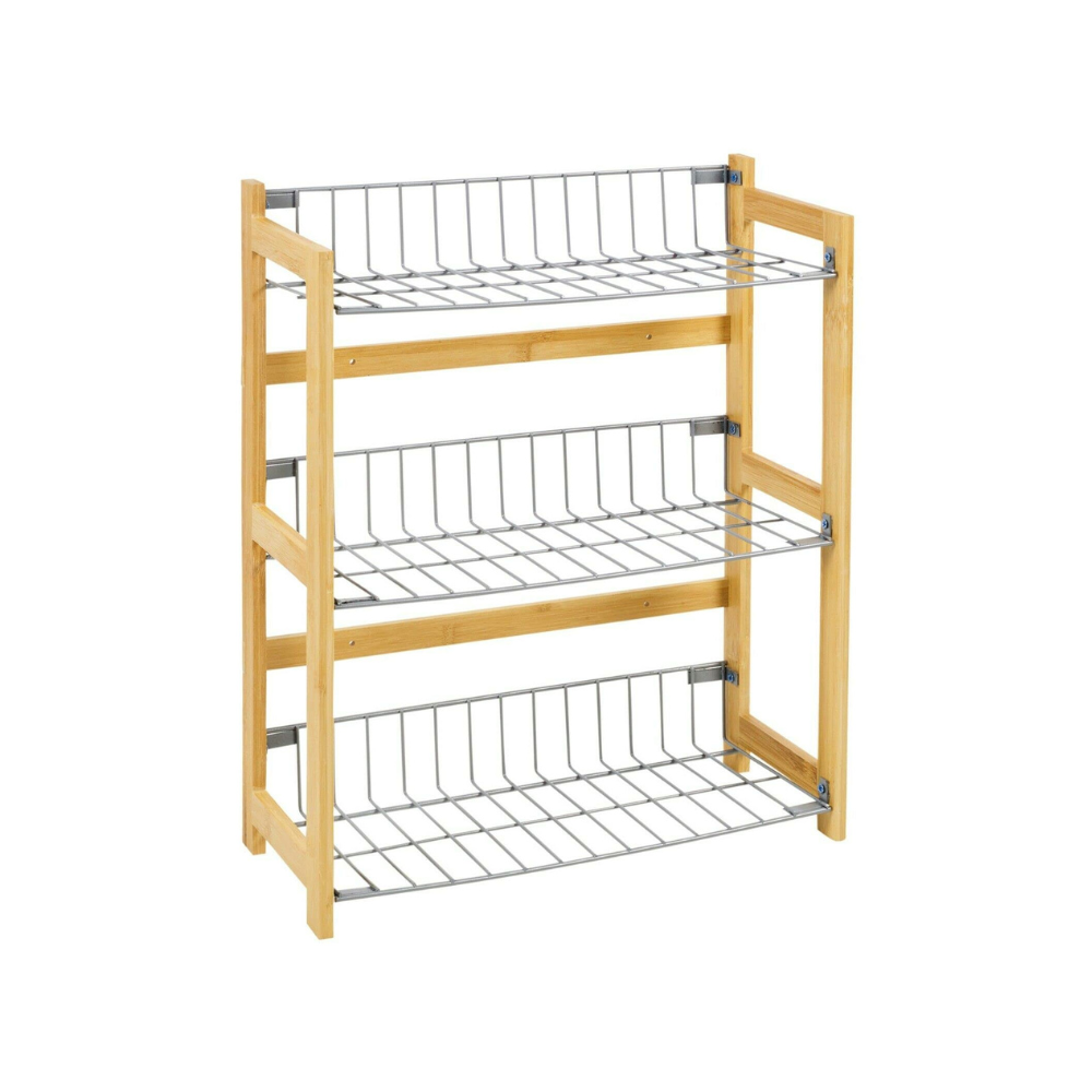 Étagère de cuisine à 3 niveaux en bois et métal pour garde-manger 33 x 42 cm (hauteur)