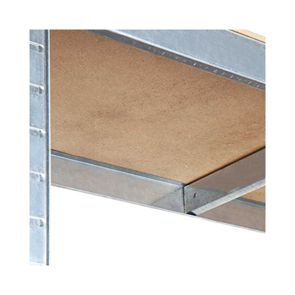 Storage Rack, 5 Shelves in Galvanized Metal, Heavy Duty, Wood and Metal Garage Shelving
