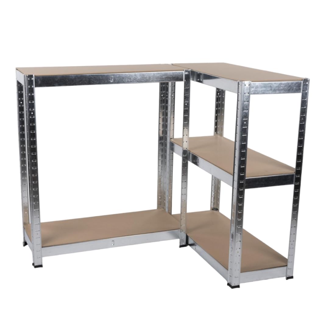 Storage Rack, 5 Shelves in Galvanized Metal, Heavy Duty, Wood and Metal Garage Shelving