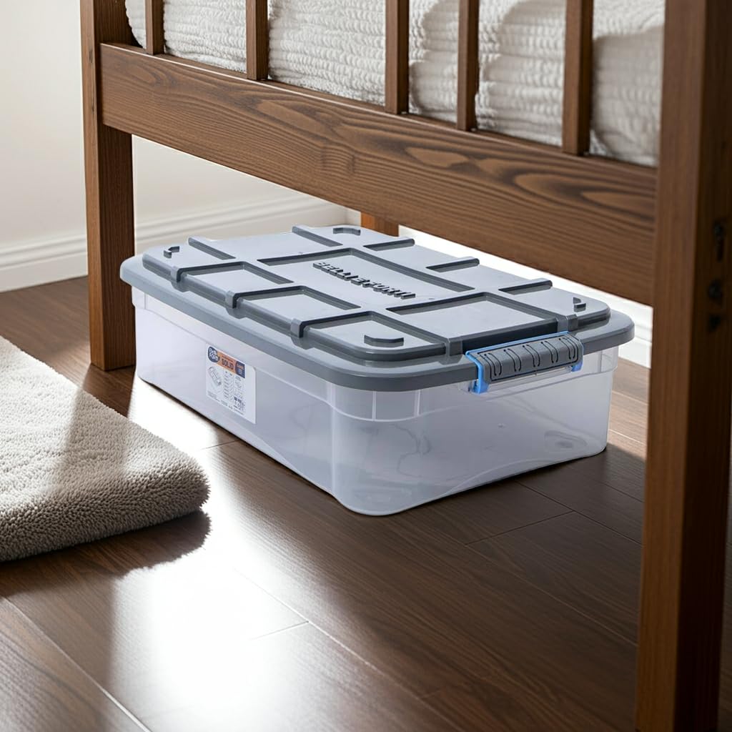 Extra Strong Cargo Storage Box: Durable space-saving box, ideal as a storage container for the living room and bedroom. Multipurpose, 20 liter capacity, dimensions 58 x 38.5 x 15 cm.