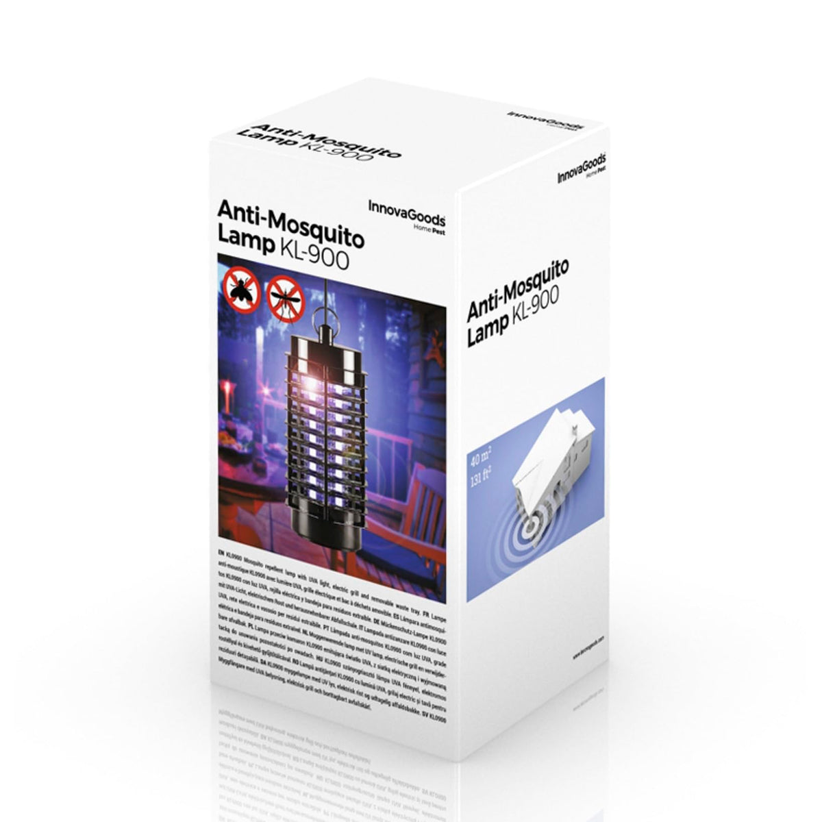 InnovaGoods® KL-900 mosquito repellent lamp, kills mosquitoes safely and effectively, with ultraviolet light, fan and 900 lumens, ideal for home and outdoor use.