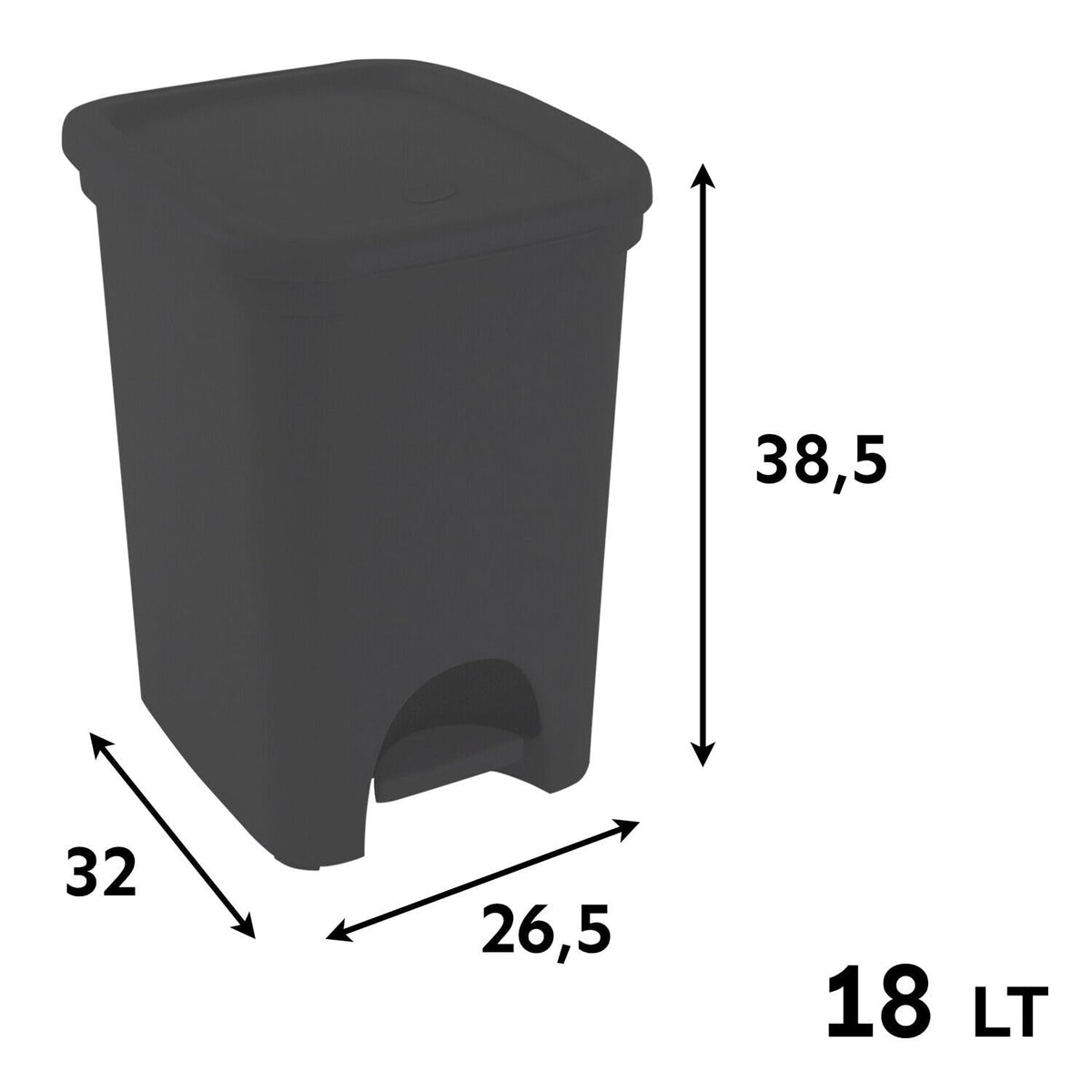Pattumiera Pedale 18L Grigio - Bidone Colors Igienico