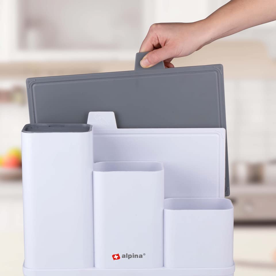 Organizer Cucina con 2 Taglieri 34x13x23cm Alpina Bianco