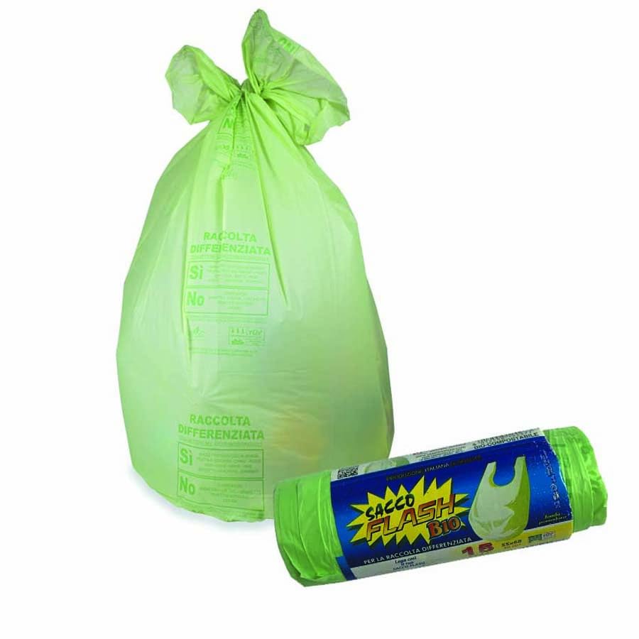 FERCASASHOP - Biodegradable Bags, 55 x 68 cm, 30 Litres, Drip-Free Wet Waste Collection Bags with Long Handle, Compostable and Biodegradable Organic Bags, Green Colour
