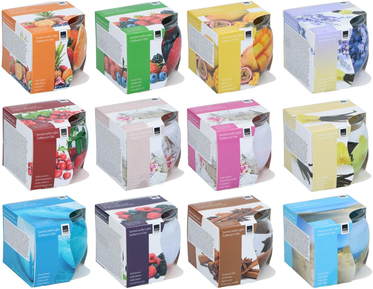 Set 6 Candele Profumate in Barattolo di Vetro – Fragranze Assortite