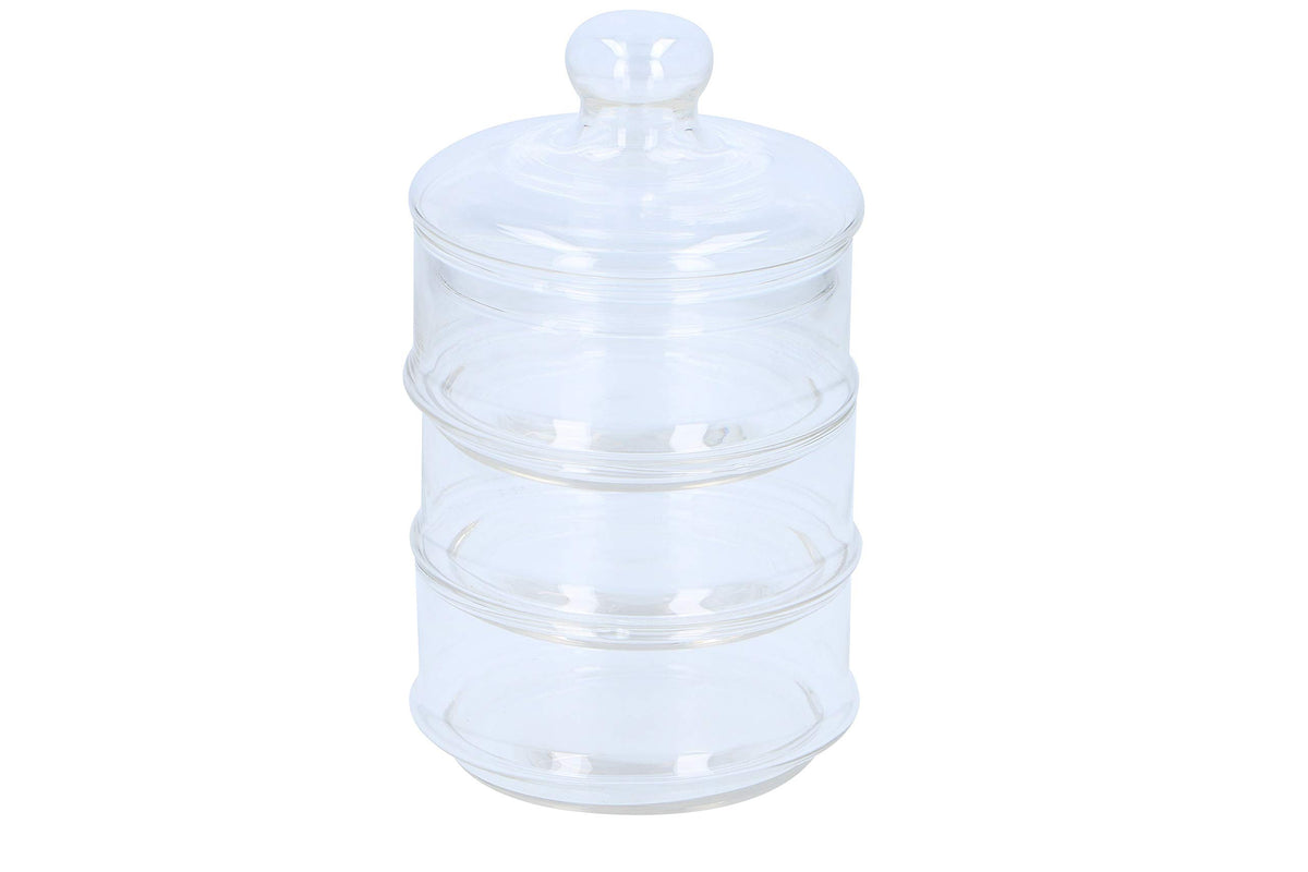 EDCO Bon Bon Sweet Jar Container with 3 Stackable Glass Jars and Lid for Confetti, Parties and Ceremonies
