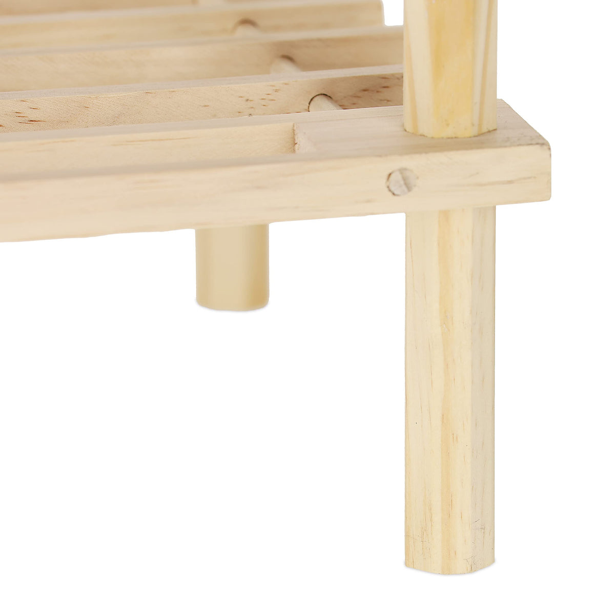 Relaxdays Low Wooden Shoe Rack, Shoe Holder, 2 Open Shelves, 4 Pairs of Shoes, HxWxD: 29.5x63x26 cm, Natural