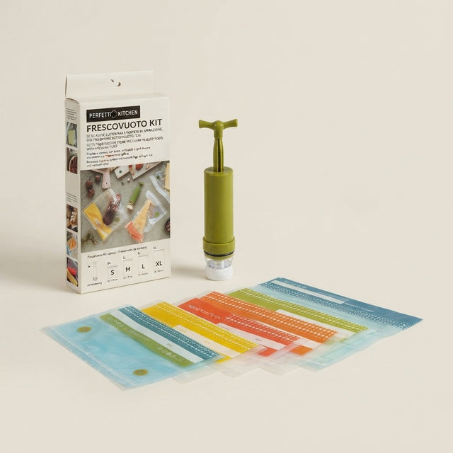 Perfetto Kitchen - 29000 - Vacuum Sealing Kit - 8 Bags + Manual Pump - Frescovuoto Collection