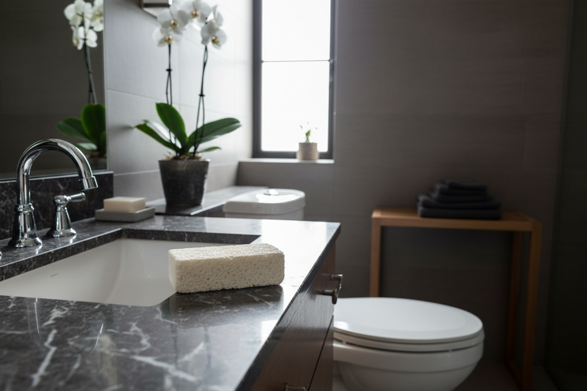 Pietra bianca su piano bagno luxury