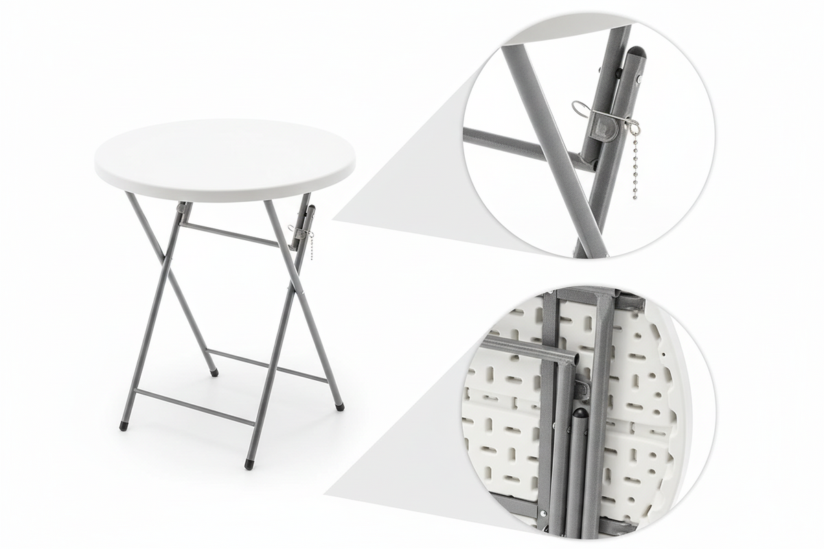 Tavolo Pieghevole Giardino Rotondo 110cm Bianco 6 Persone