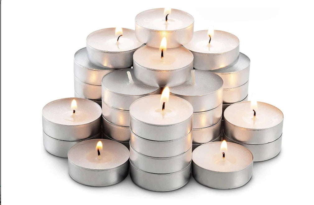 Candele Tealight 100pz Durata 4h Cera Paraffina Bianca